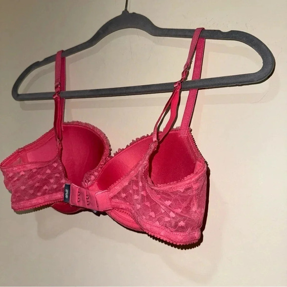 Women’s Aerie Brand Pink Heart Print Push-Up Bra  with Fluffy Trim 2013 Size 34C - Picture 8 of 16